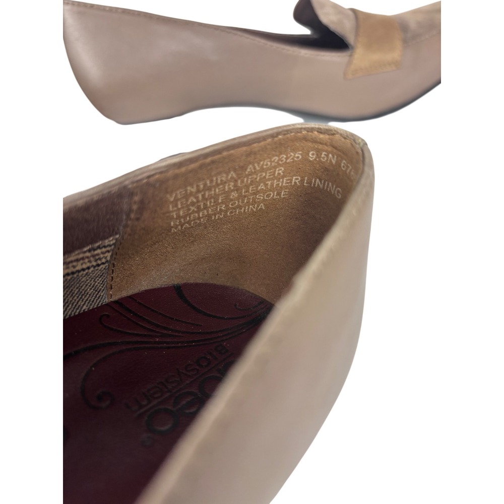 ABEO B.I.O. System Loafer Pumps 9.5N Taupe Leather Block Heel Comfort - Picture 4 of 5